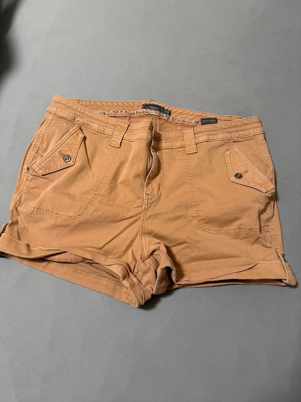 torrid Women's Casual Fold-Hem Jean Shorts in Camel